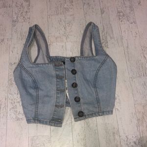 Jean button up crop top